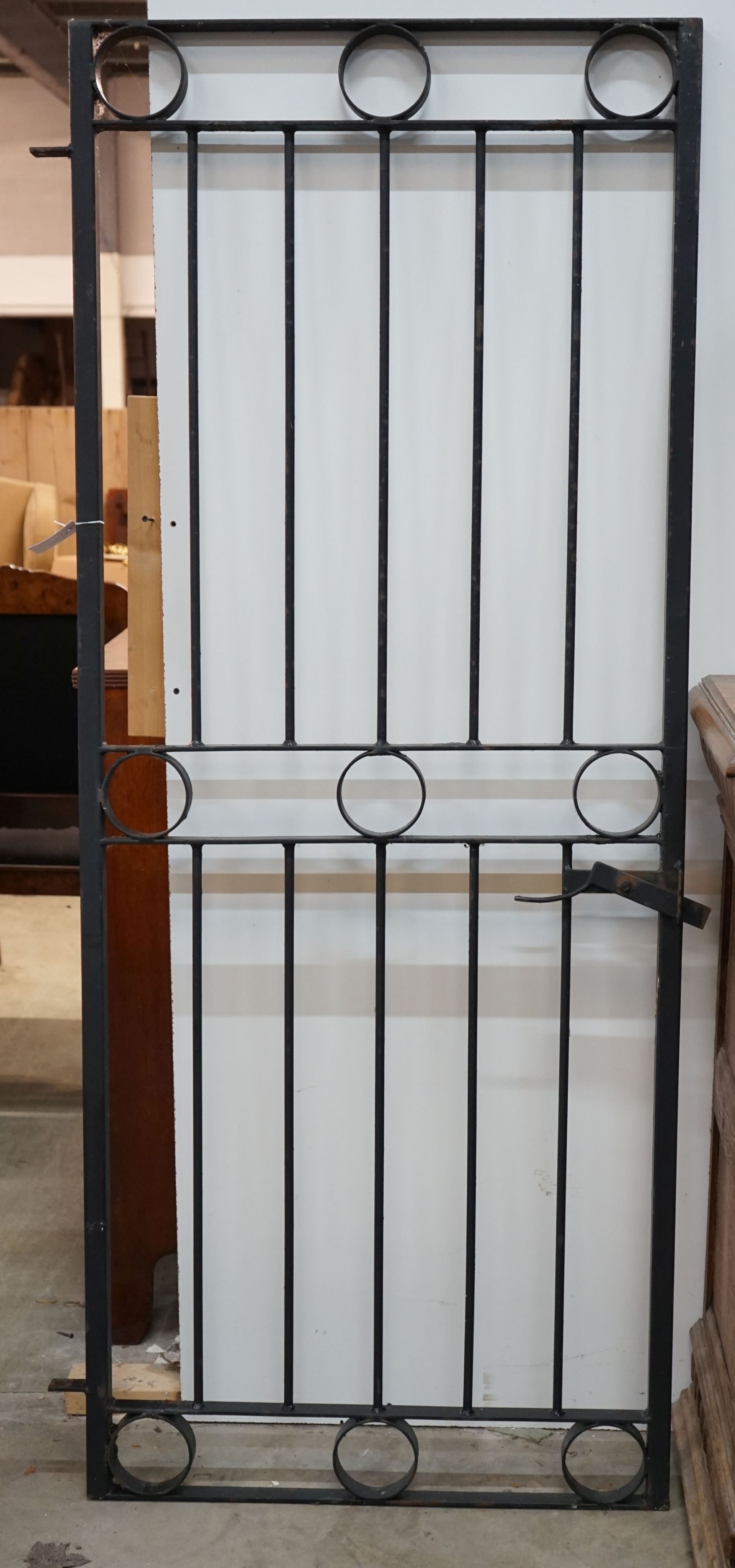 A painted wrought iron garden gate, width 79cm, height 194cm